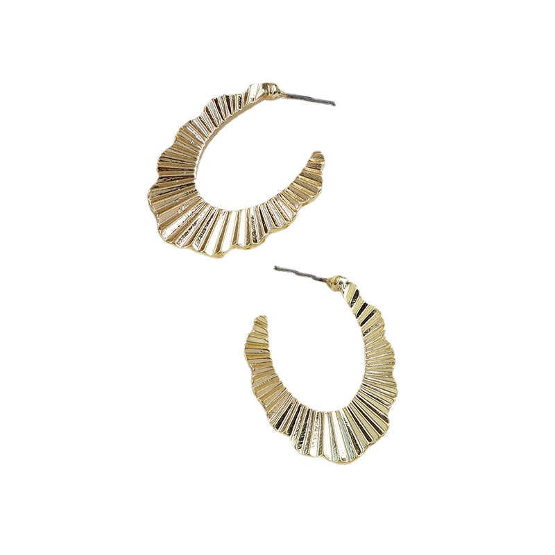 Metallic Wave Design Alloy Earrings - Vienna Verve Collection