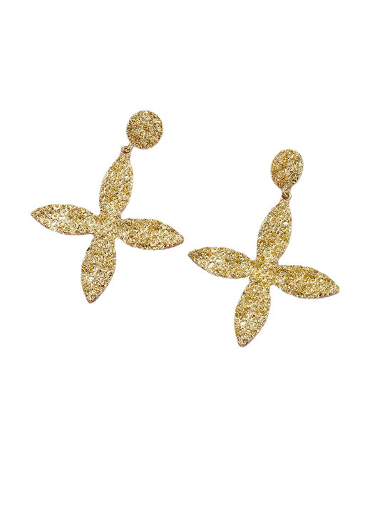 European and American Metal Texture Leaf Earrings - Vienna Verve Collection