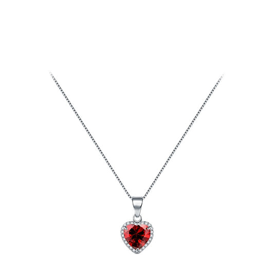 Elegant Heart-shaped Zircon Sterling Silver Necklace