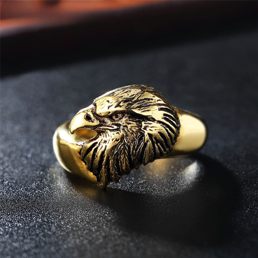 Vintage Cool Eagle Titanium Steel Ring for Men