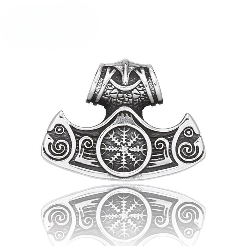 Vintage-Inspired Nordic Compass Pendant in Stainless Steel for Men - Wholesale Titanium Accessories