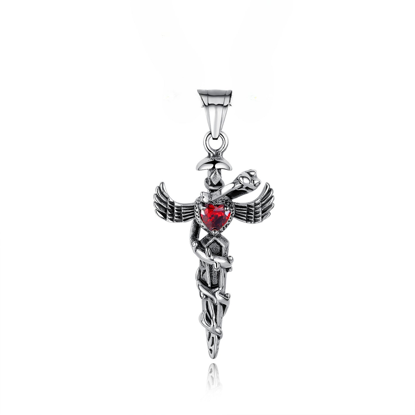 Men's Customizable Retro Snake Pendant with Cross Design - Stylish Titanium Steel Jewelry