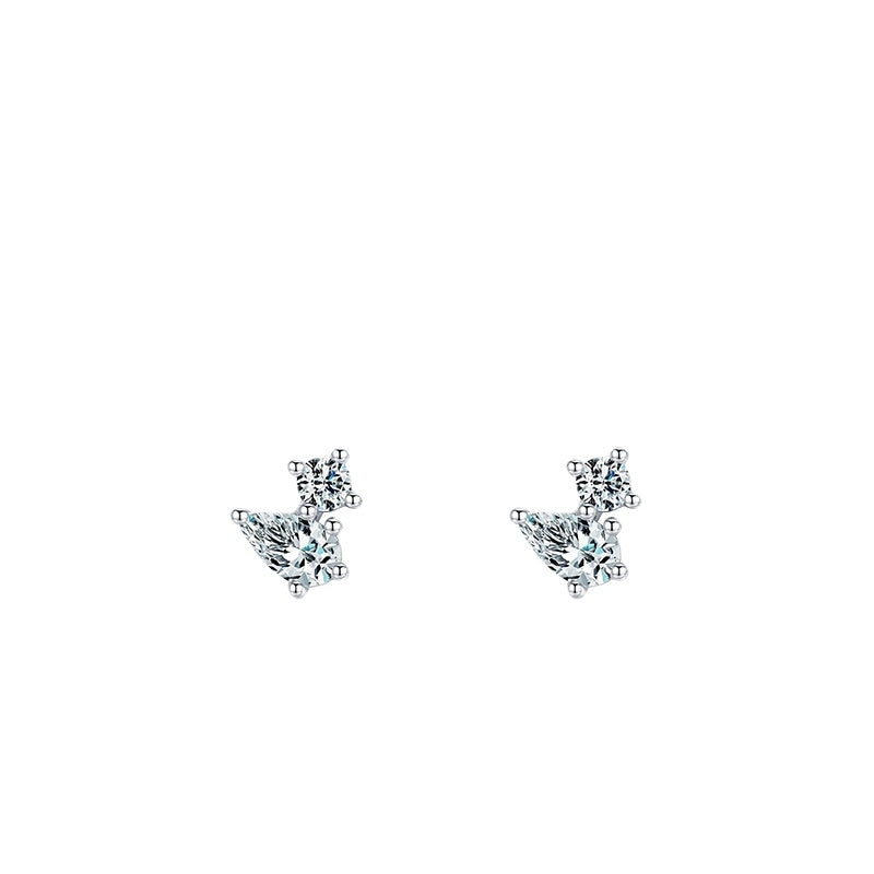 Geometric Water Droplets Sterling Silver Earrings with Zircon Inlay