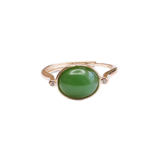 Hetian Jade Jasper Sterling Silver Ring