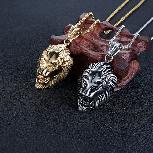 Dominant Retro Lion Pendant in Titanium Steel for Men - European and American Fashion Jewelry