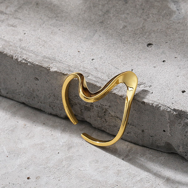 Irregular Wave Opening Sterling Silver Ring