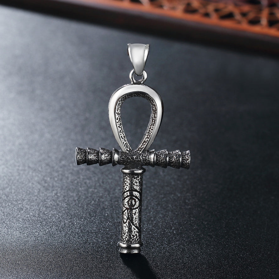 Egyptian Anubis Ankh Cross Titanium Steel Pendant for Men