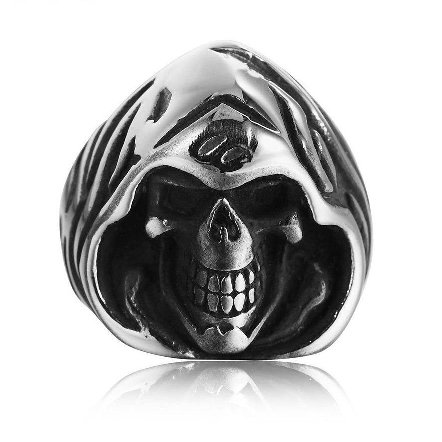 Halloween Wizardry Skull Head Titanium Steel Ring for Men