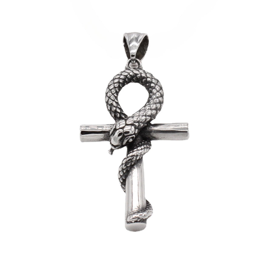 Snake Anhk Cross Titanium Steel Pendant for Men