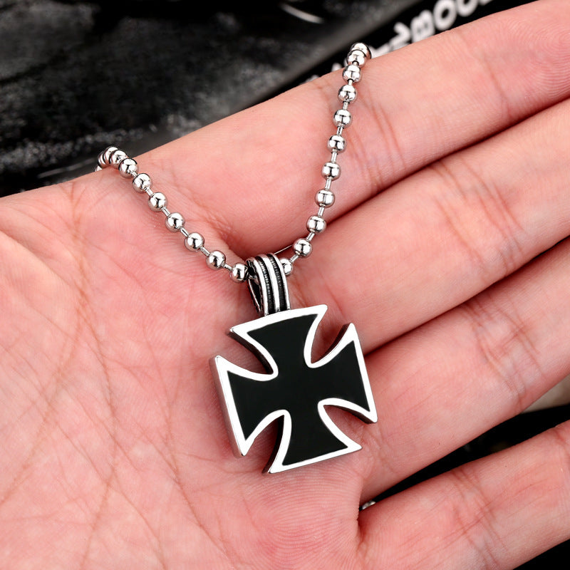 Vintage-Inspired Titanium Steel Cross Pendant for Men - Customizable Fashion Jewelry