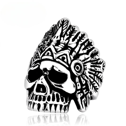 Bold Titanium Steel Skull Ring for Men – Punk Style Exaggerated Jewelry Wholesale