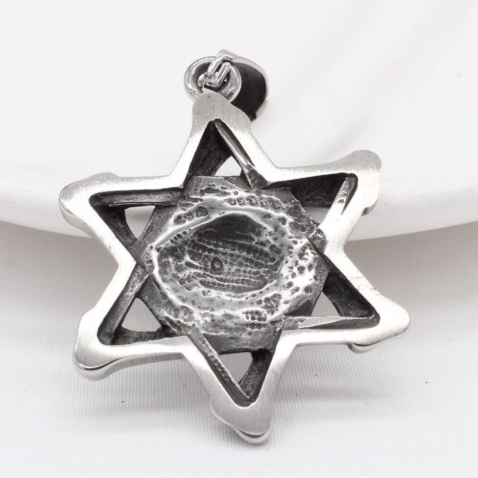 Demon Eye Hexagonal Star Titanium Steel Pendant for Men