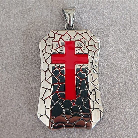 Red Cross Military Tag Titanium Steel Pendant for Men