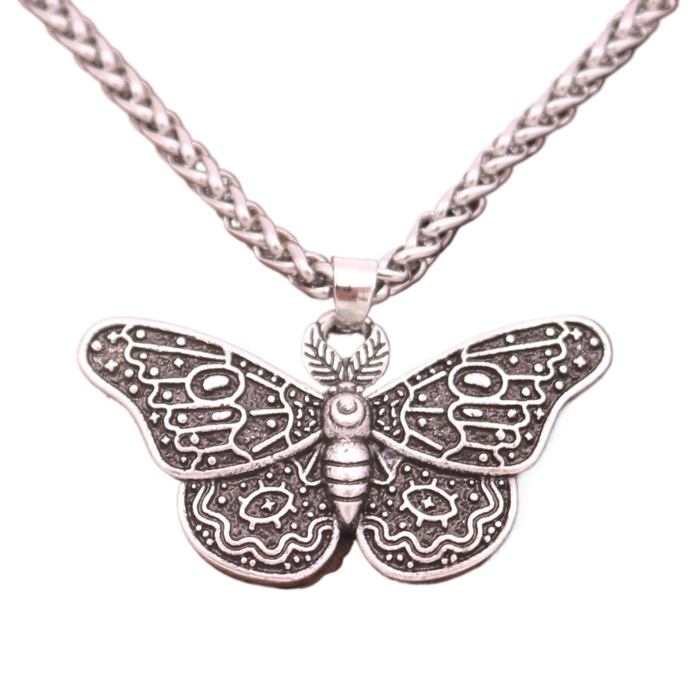 Vintage Death Valley Moth Necklace with Customizable Pendant - Men's Retro Norse Legacy Jewelry