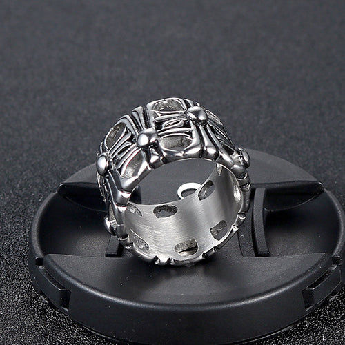 Retro-Inspired Unisex Hollow Titanium Steel Cross Ring for Everyday Wear