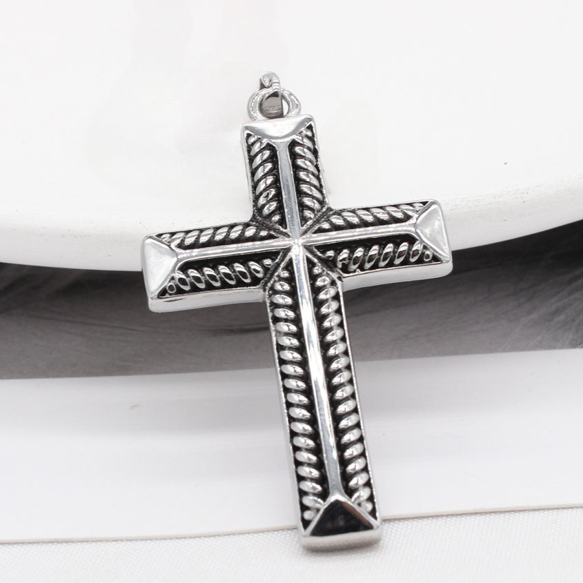 Hip Hop Latin Cross Titanium Steel Pendant for Men