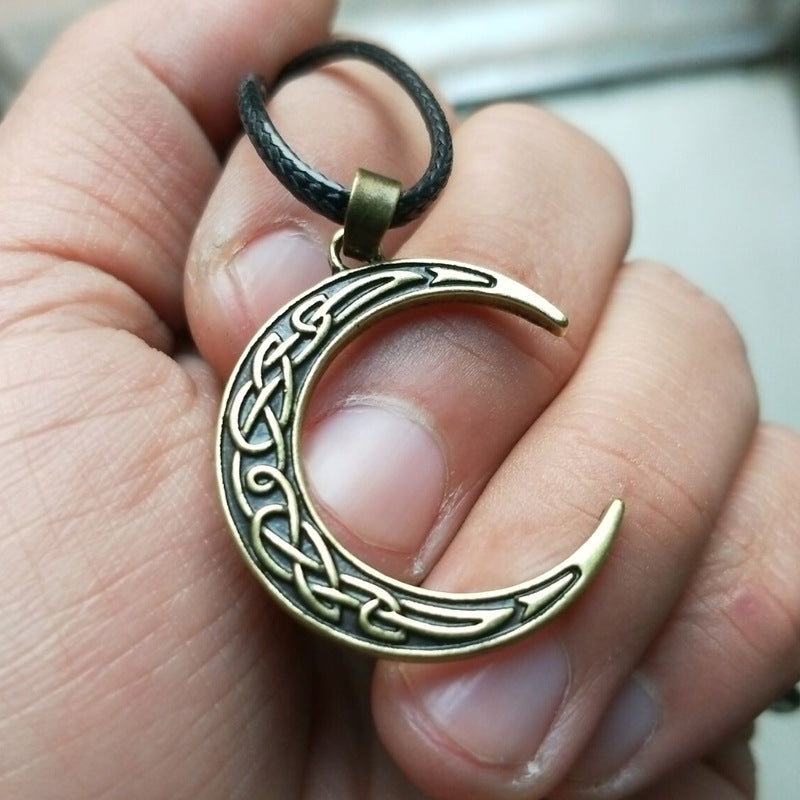 Moonlit Celtic Crescent Necklace from Norse Legacy by Planderful - Wholesale Vintage Men's Jewelry