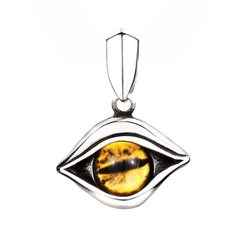 Vintage Titanium Steel Men's Devil Eye Pendant - Wholesale Retro Stainless Steel Jewelry