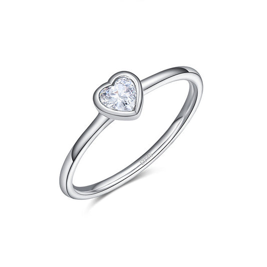 S925 Sterling Silver Zircon Love Ring for Women - Minimalist Hand Jewelry