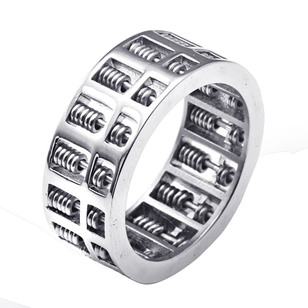 Timeless Titanium Steel Abacus Ring for Men - Retro Hipster Punk Rotating Style