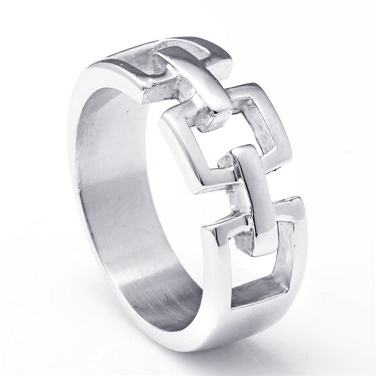 Titanium Steel Great Wall Design Ring for Men - Hipster Punk Stainless Steel Hollow Band