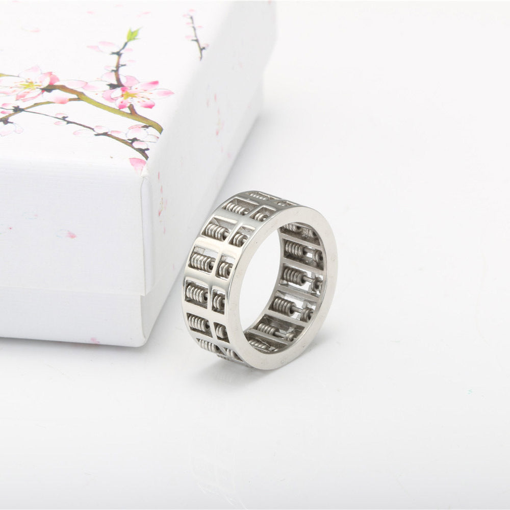 Timeless Titanium Steel Abacus Ring for Men - Retro Hipster Punk Rotating Style