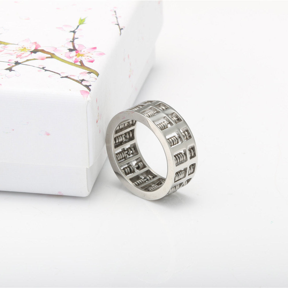 Timeless Titanium Steel Abacus Ring for Men - Retro Hipster Punk Rotating Style