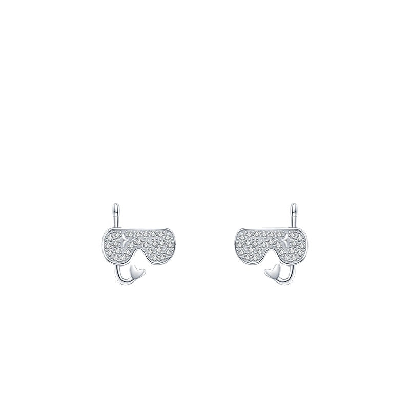 Shimmering Zircon Submarine Mirror Earrings in S925 Silver