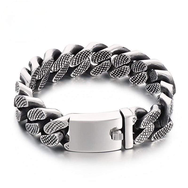 Punk Retro Stainless Steel Cuban Chain Bracelet for Men - Trendy and Personalized Accessory