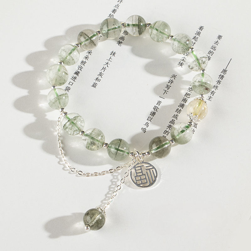 Green Crystal Sterling Silver Bracelet - Fortune's Favor Collection