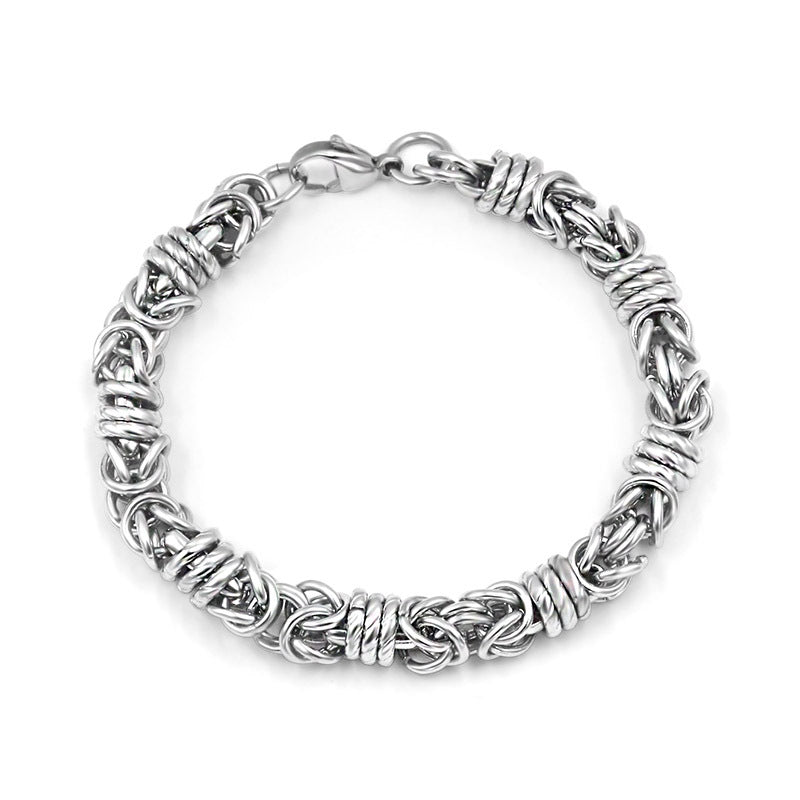 Men's Woven Titanium Steel Bracelet - Chic European and American Fashion Jewelry for Retail