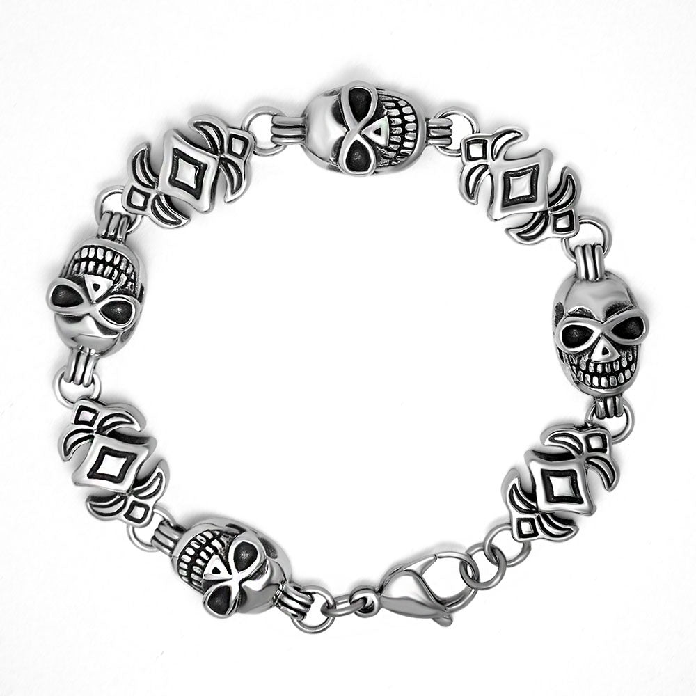 Personalized Titanium Steel Skull Bracelet for Men - Hip-Hop Street Style Accessory