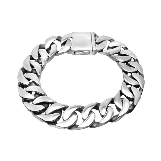 Titanium Steel Smooth Flat Rock Casting Bracelet for Men - Elevate Your Style