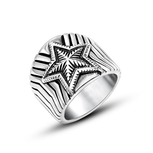 Wholesale Titanium Steel Star Style Ring for Men - Planderful Everyday Genie Collection