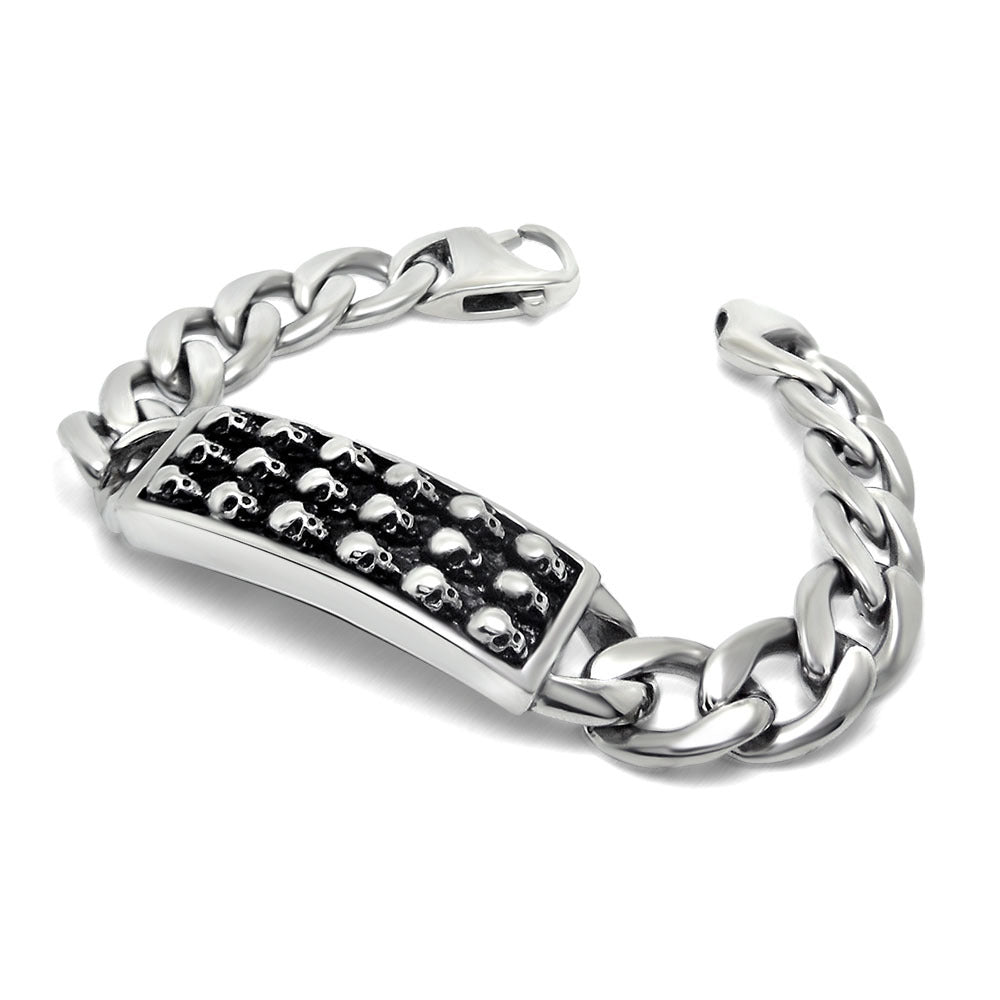 Edgy Titanium Steel Skull Bracelet for Men - Stylish Punk-Inspired Design