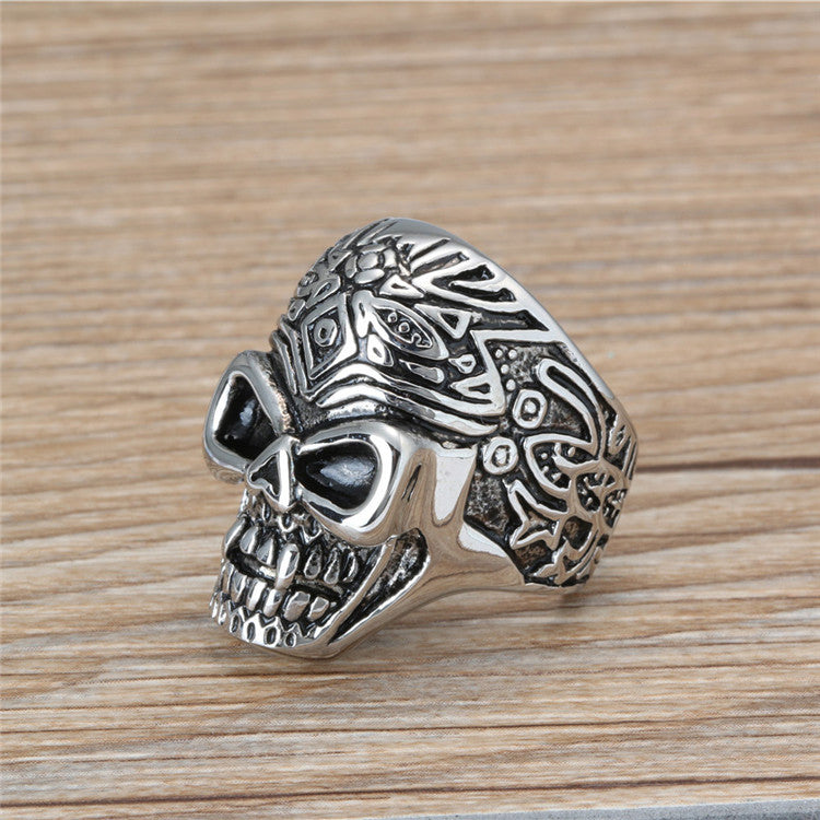 Customizable Punk Skull Titanium Steel Ring for Men