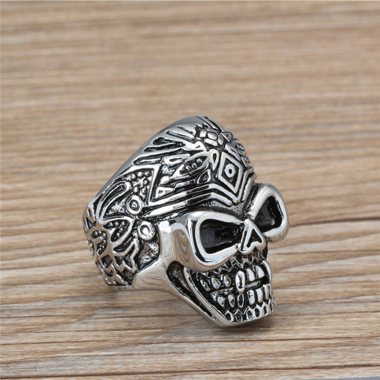 Customizable Punk Skull Titanium Steel Ring for Men