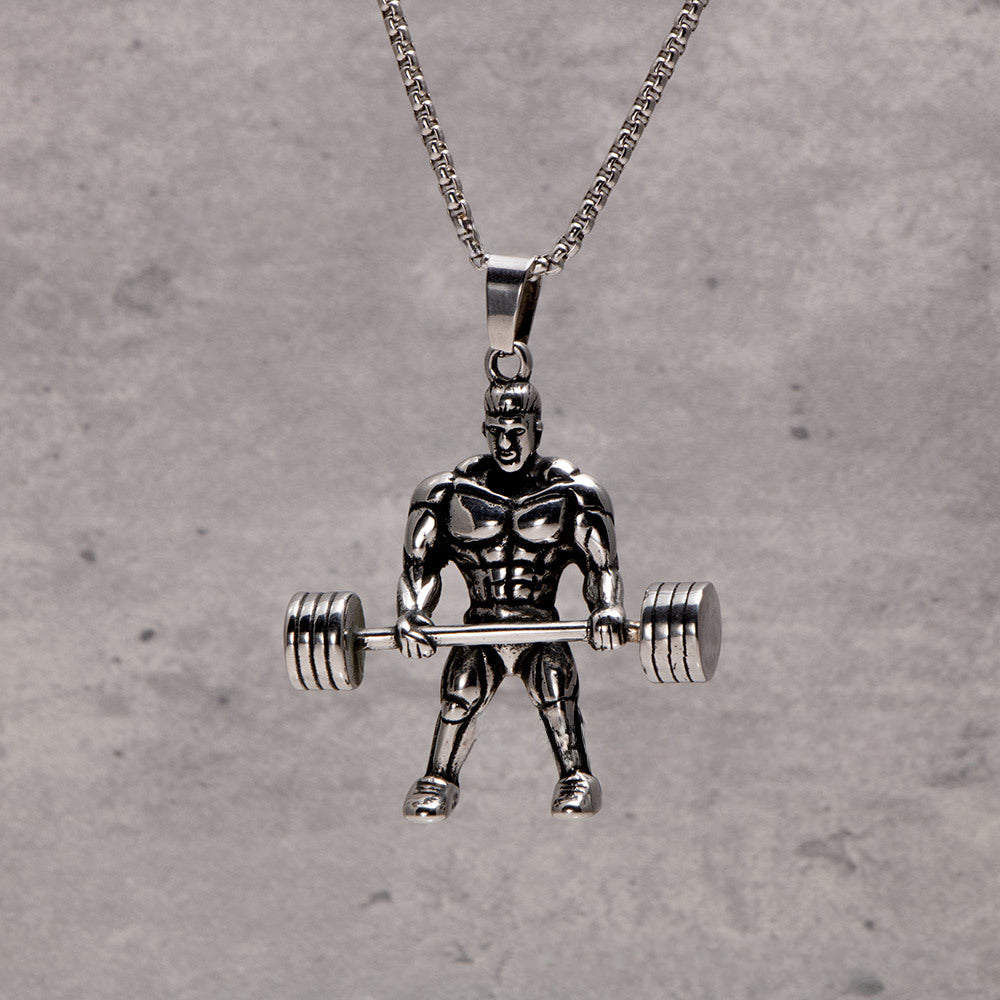 Personalized Stainless Steel Hercules Muscle Man Pendant Necklace for Men