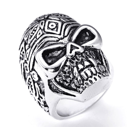 Customizable Punk Skull Titanium Steel Ring for Men