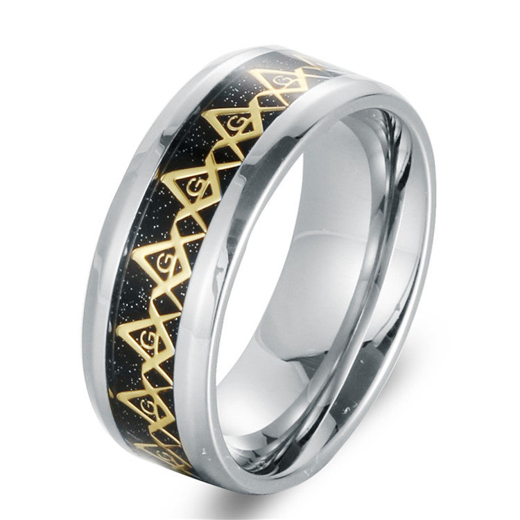 Titanium Steel Freemasonry Logo Ring for Men - Punk-Inspired Fashion Statement