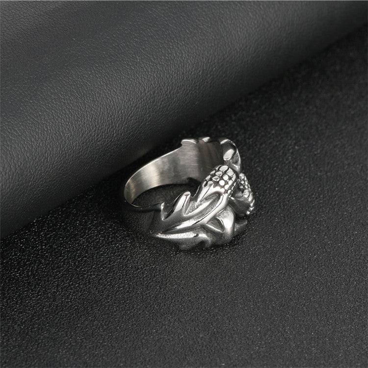 Titanium Steel Dragon Claw Ring for Men - Bold Punk Style Statement Accessory