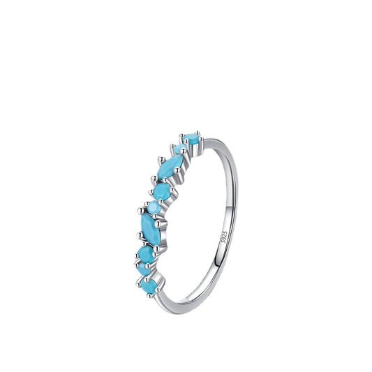 S925 Sterling Silver Turquoise Ring for Women with Elegant Design - Everyday Genie Collection