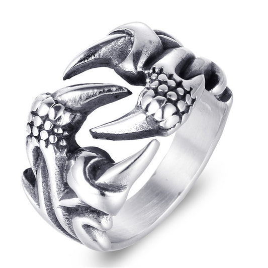 Titanium Steel Dragon Claw Ring for Men - Bold Punk Style Statement Accessory