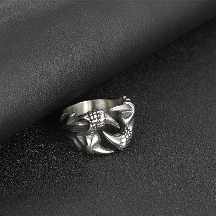 Titanium Steel Dragon Claw Ring for Men - Bold Punk Style Statement Accessory