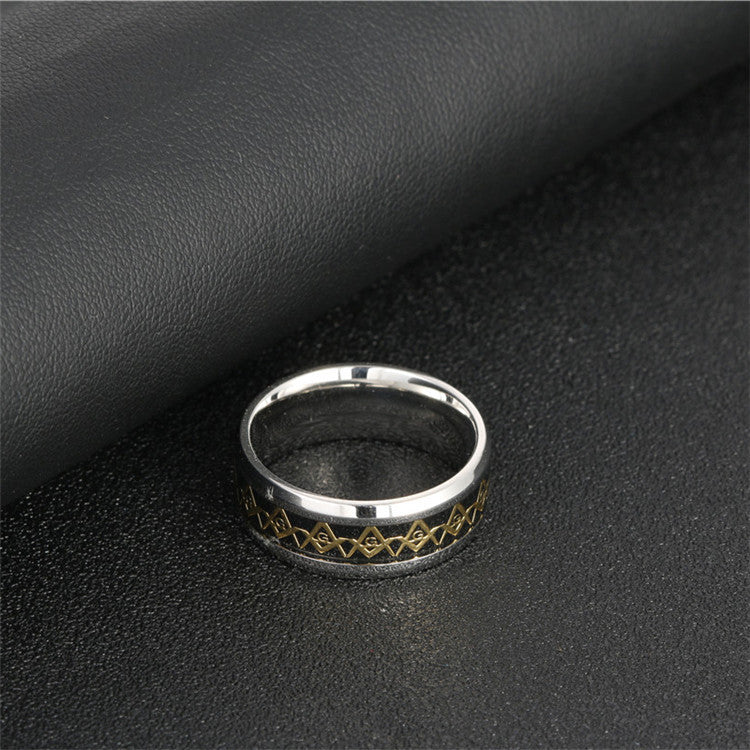 Titanium Steel Freemasonry Logo Ring for Men - Punk-Inspired Fashion Statement