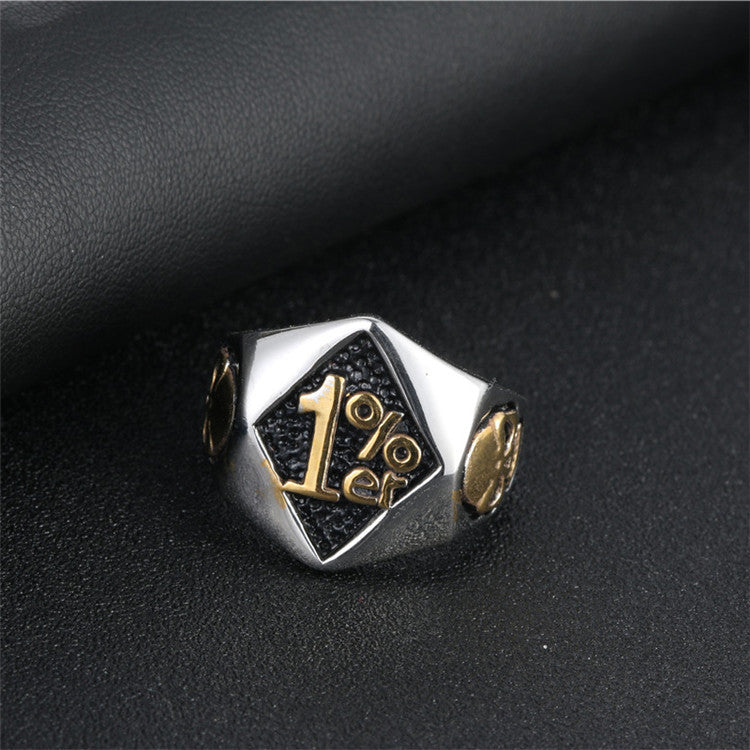 Bold Titanium Steel Skull Ring for Men - Punk Trendsetter Jewelry in Gold Finish