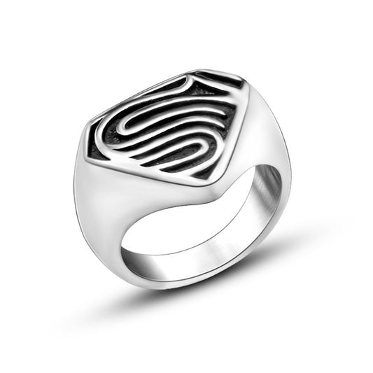 Titanium Steel Superman Ring for Men - Punk Retro Design, Wholesale Jewelry Collection