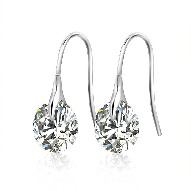 Chic Korean OL Zircon Stud Earrings with Durable Titanium Steel Ear Hooks