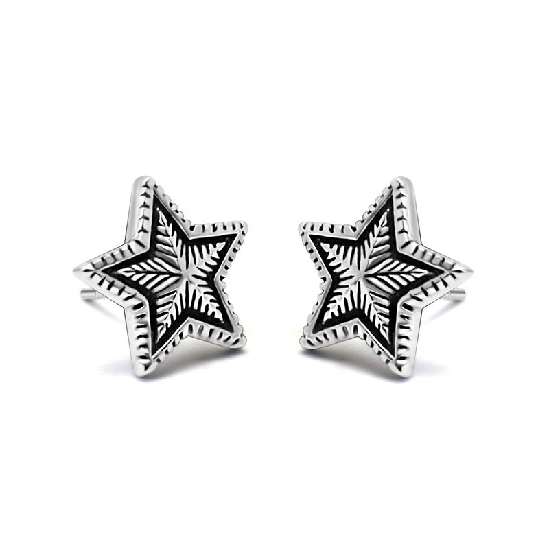 Vintage-Inspired Titanium Steel Star Earrings - Unisex Jewelry from Japan & South Korea, Ideal Gift for Everyone