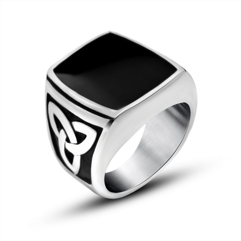 Trendy Men's Titanium Steel Square Ring - Personalized European and American Drip Finger Wrench, Wholesale Available